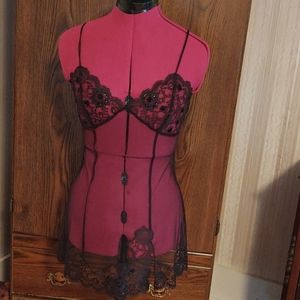 Victoria's Secret Black Mesh Sequin Embellished Set S